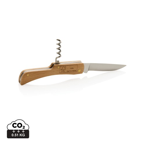 Drewniany, wielofunkcyjny nóż składany, scyzoryk brązowy P414.019 (9)