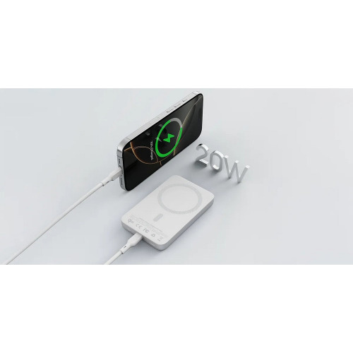 Magnetyczny, bezprzewodowy power bank 10000 mAh Aukey Srebrny VAM12-32 (8)
