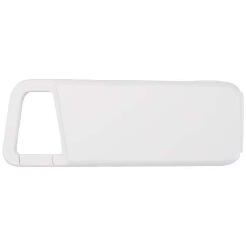 Alkes wodoodporny powerbank z karabińczykiem o pojemności 5000 mAh i mocy 12 W, wykonany z tworzyw sztucznych pochodzących z recyklingu Biały 12447001 (3)