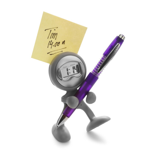 Zegar na biurko, klip do notatek Szary V3179-19 (1)