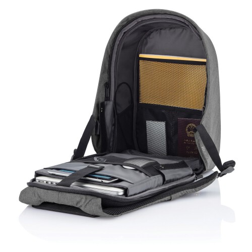Bobby Hero Small plecak na laptopa do 13,3" i tablet 12,9", chroniący przed kieszonkowcami, wykonany z RPET szary V0996-19 (11)