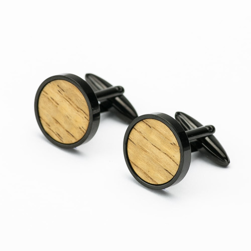 Spinki do mankietów Dąb - Circle - Black BWD02534D 