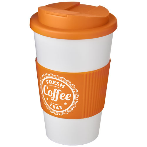 Americano® 350 ml tumbler with grip & spill-proof lid Biały 21069607 (1)