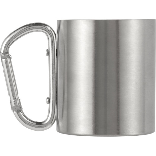 Metalowy kubek 185 ml z karabińczykiem Srebrny V0646-32 