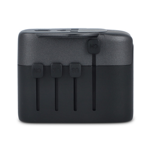 Adapter podróżny PowerPro wykonany z plastiku pochodzącego z recykling Czarny LT41029-N0002 (5)