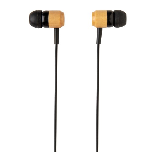 Bambusowe bezprzewodowe słuchawki douszne brązowy, czarny P329.109 (1)