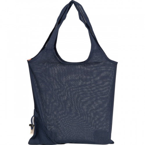 Składana torba z bawełny i poliestru z recyklingu 118 g/m² ANJA Granatowy 6526244 (3)
