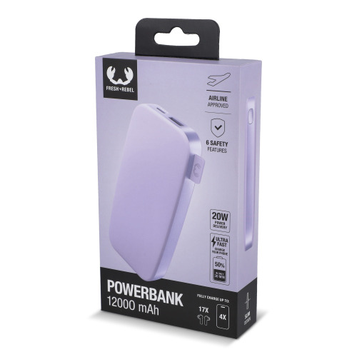 2PB12100 | Fresh 'n Rebel Powerbank 12000 mAh USB-C Szybkie ładowanie 20W Liliowy LT49402-N0071 (6)