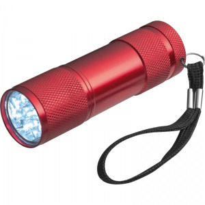 Latarka metalowa 9 LED DUNCAN Czerwony