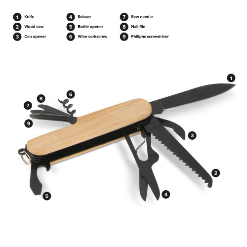 Multi-tool bamboo 9 funkcji Czarny LT93409-N0002 (2)