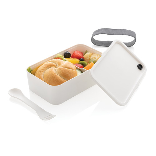 Pudełko śniadaniowe, łyżkowidelec Biały P269.593 (1)