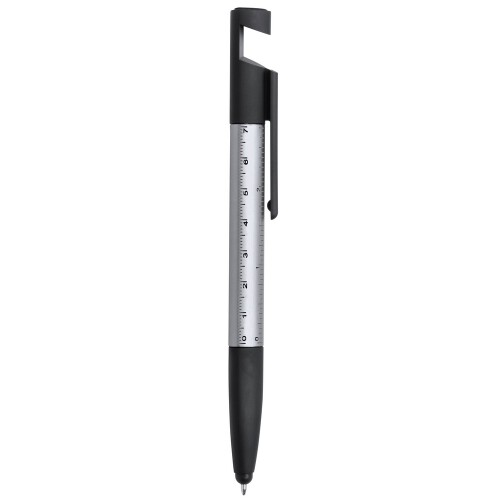Długopis wielofunkcyjny, czyścik do ekranu, linijka, stojak na telefon, touch pen, śrubokręty szary V1849-19 