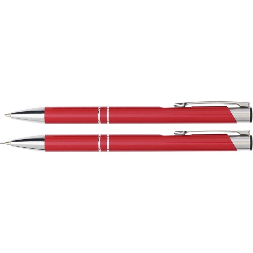 Zestaw piśmienny, długopis i ołówek mechaniczny czerwony V1956-05 (1)