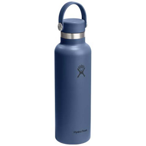 Hydro Flask Standard Mouth 621 ml – termoizolowana butelka na wodę ze stali nierdzewnej, z pokrywką ze słomką. Środkowy niebieski
