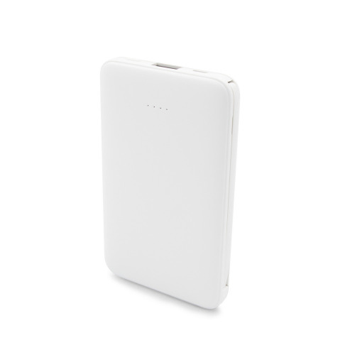 Power bank 5000 mAh ze zintegrowanymi kablami, adapter w komplecie | Presley Biały V0905/W-02 (5)