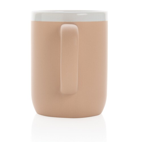 Kubek ceramiczny 300 ml biały, brązowy P434.099 (2)