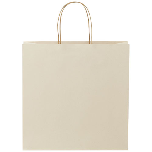 Torba papierowa z odpadów rolniczych ze skręcanymi uchwytami – 31 x 12 x 31 cm Złamana biel 1ZM00401 (2)