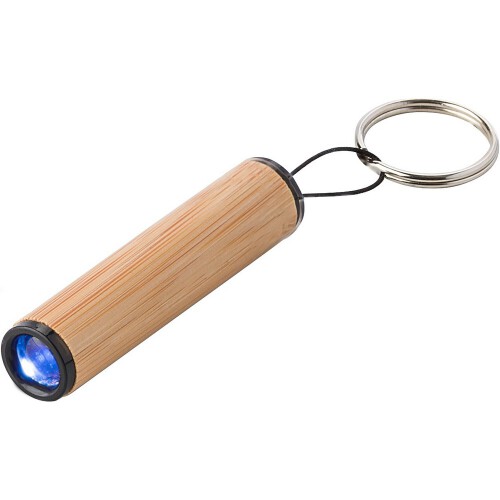 Bambusowa mini latarka, brelok do kluczy brązowy V4896-17 