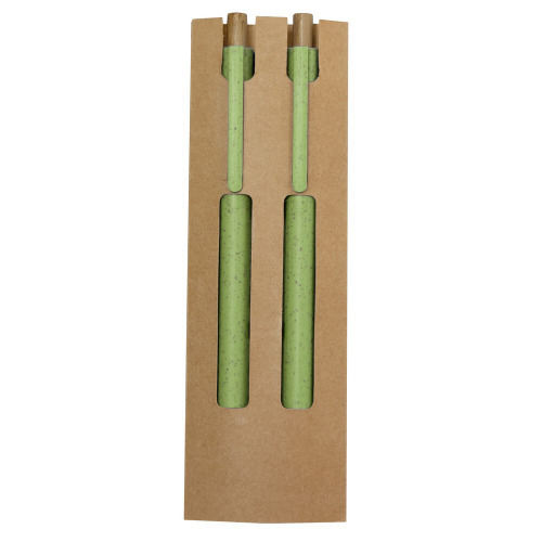 Zestaw piśmienniczy ze słomy pszenicznej, długopis i "wieczny" ołówek Zielony VA635-06 