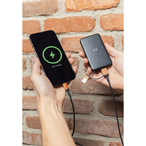 Kabel do ładowania 6 w 1 Ohio, plastik z recyklingu Czarny P302.861 (1)