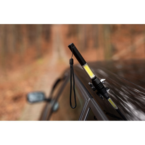 Latarka bezpieczeństwa 1 LED COB, przecinak do pasów, młotek bezpieczeństwa | Flint Czarny V0925-03 (1)