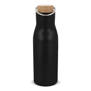Butelka termiczna z pokrywą bambusową 500ml Czarny