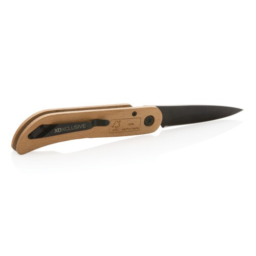 Drewniany nóż składany, scyzoryk Nemus brązowy P414.039 