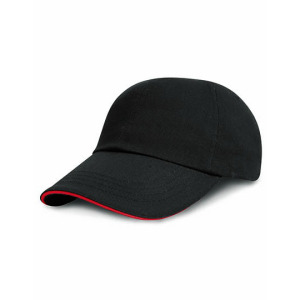 Czapka 6-panelowa Czesana Bawełna Drill Sandwich - Grey & Red