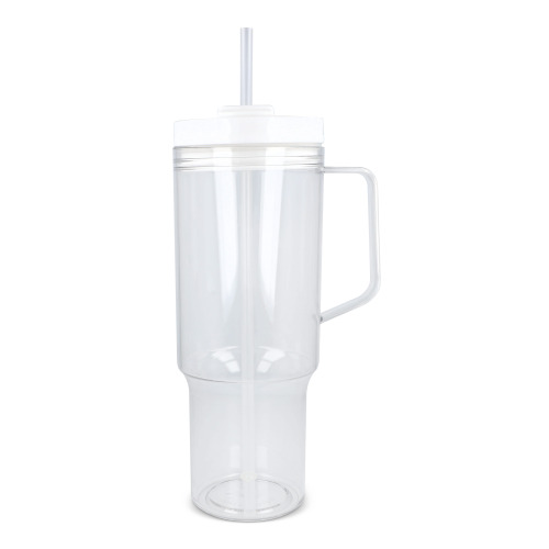 Kubek Miami z uchwytem, przezroczysty, 1,2 l, R-PET Transparentny / biały LT98695-N0401 (5)