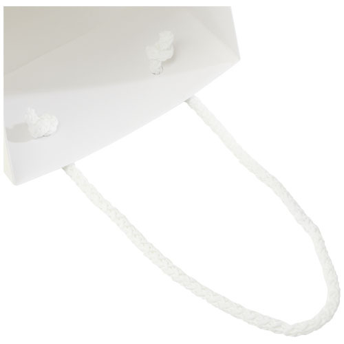Ręcznie robiona torba na butelkę wina z papieru integra z plastikowymi uchwytami – 12 x 9 x 37 cm Biały 1ZB00701 (6)
