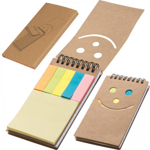 Notatnik w kratkę z karteczkami do markowania MANLIO Brązowy 2058301 (2)