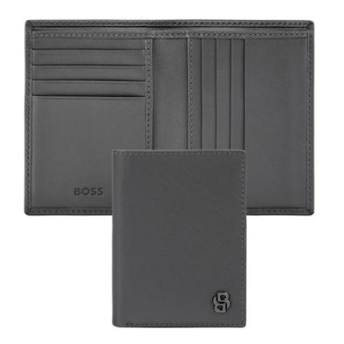 Składany portfel na karty Double B Saffiano Black Szary HLE526H 