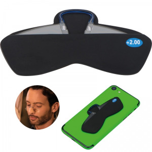 Okulary +2.00 z etui do smartfona CESARE Czarny
