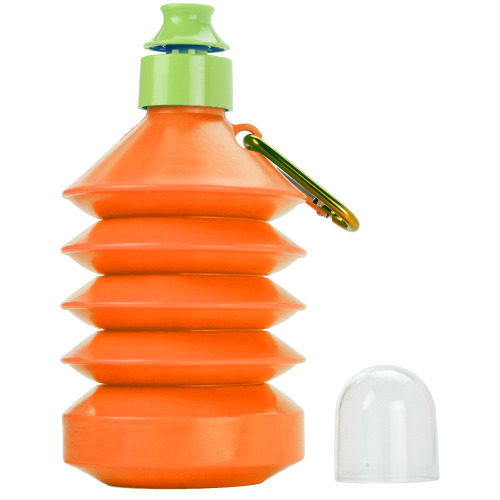 Bidon, składana butelka sportowa 600 ml z karabińczykiem pomarańczowy V7619-07 (1)