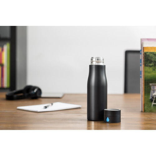 Butelka sportowa 650 ml Aqua, monitorująca ilość wypitej wody Czarny, niebieski P436.881 (6)