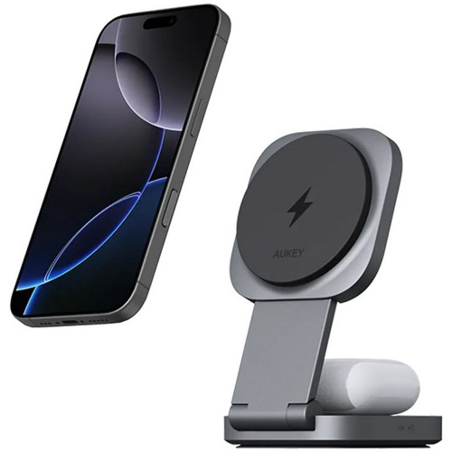 Magnetyczna ładowarka bezprzewodowa 15W Aukey Grafitowy VAM11-15 (1)
