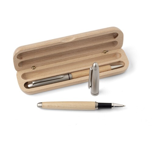 Zestaw piśmienny, długopis i pióro kulkowe brązowy V0069-16 (1)