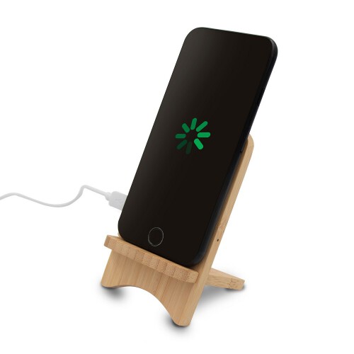 Składana bambusowa ładowarka bezprzewodowa 10W B'RIGHT, stojak na telefon drewno V0189-17 (1)