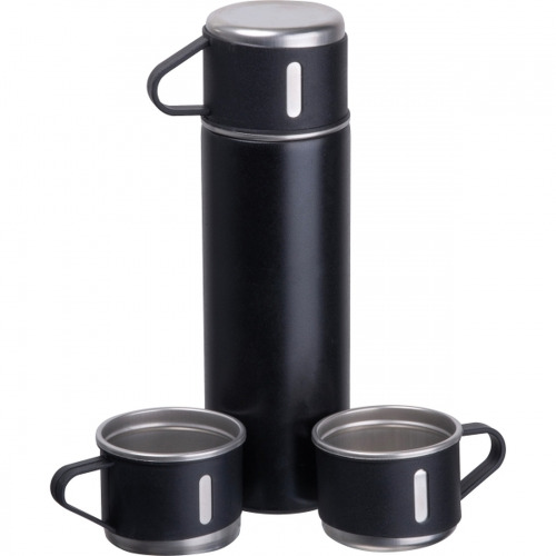 Termos z 3 kubkami ICELAND 400 ml Czarny 538703 