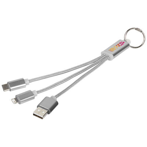 Kabel do ładowania 3w1 Metal z kółkiem na klucze Srebrny 13496101 (1)