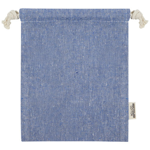 Pheebs torba na prezent z bawełny z recyklingu o gramaturze 150 g/m² i z certyfikatem GRS, mała o pojemności 0,5 l Niebieski melanż 12067050 (3)