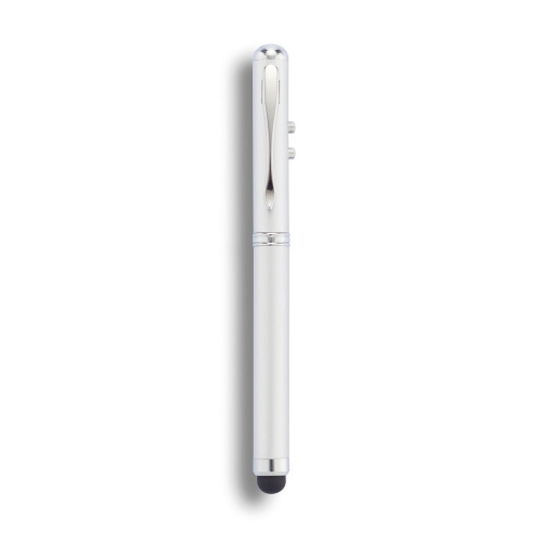Długopis 4 w 1, touch pen, wskaźnik laserowy, latarka Srebrny P327.102 (1)
