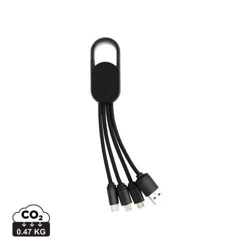 Kabel do ładowania 4 w 1 z karabińczykiem Czarny P302.071 