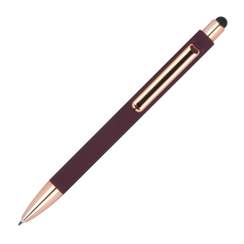 Długopis plastikowy soft touch LENA Bordowy 1387302 (2)
