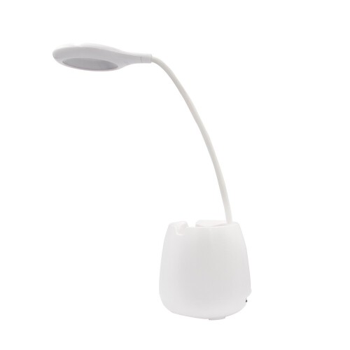 Lampka na biurko, głośnik bezprzewodowy 3W, stojak na telefon, pojemnik na przybory do pisania biały V0188-02 (7)