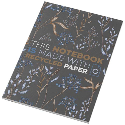 Notatnik A5 Novella Austen z miękką okładką z materiału z recyklingu, 50 kartek Ciemnografitowy 21024990 
