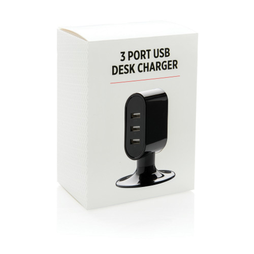 Ładowarka na biurko, 3 porty USB czarny V3773-03 (5)