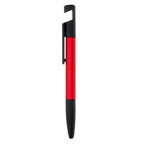 Długopis wielofunkcyjny, czyścik do ekranu, linijka, stojak na telefon, touch pen, śrubokręty czerwony V1849-05 (1)