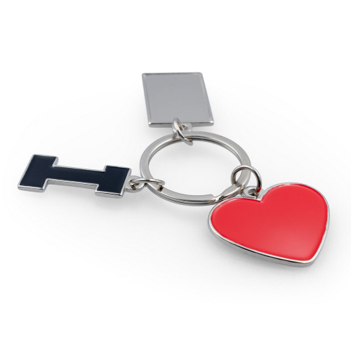 Brelok do kluczy "serce" I love…, z metalową plakietką | Lydus Srebrny VA093-32 (3)