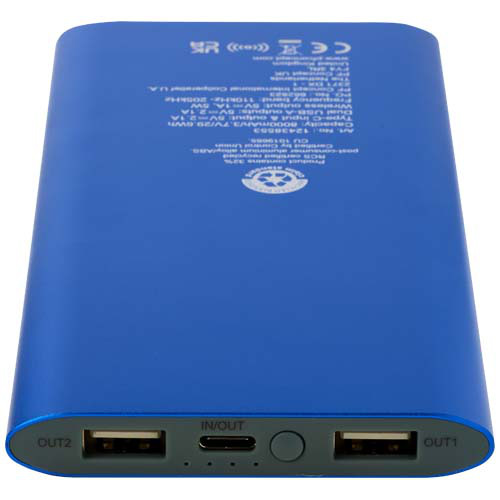 Juice bezprzewodowy powerbank o pojemności 8000 mAh Type-C z aluminium pochodzącego z recyklingu Błękit królewski 12438553 (4)